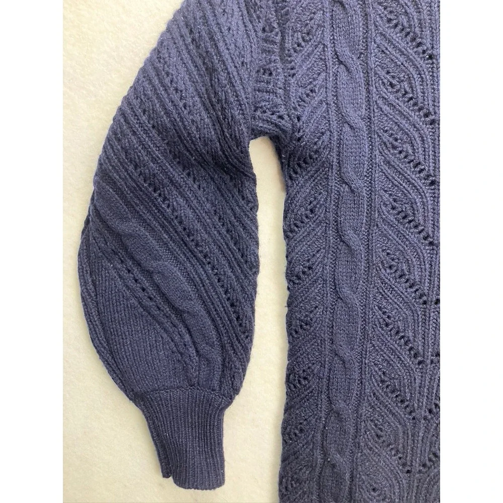 Joie Navy Blue Wool Cashmere Lace Up Hooded Sweater 18-5-004803-SW01298 Womens S - Picture 9 of 11